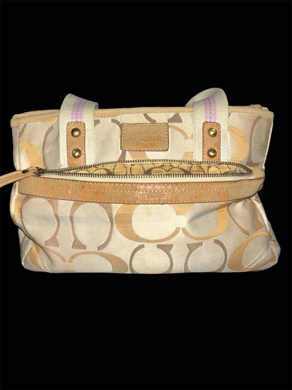 Vintage COACH Signature Canvas Stripe Tote Bag - Project/TLC - Authentic